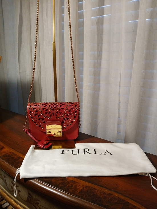 Furla Handbags - Furla Metropolis Mini Avio Bolera Red Laser Cut Leather